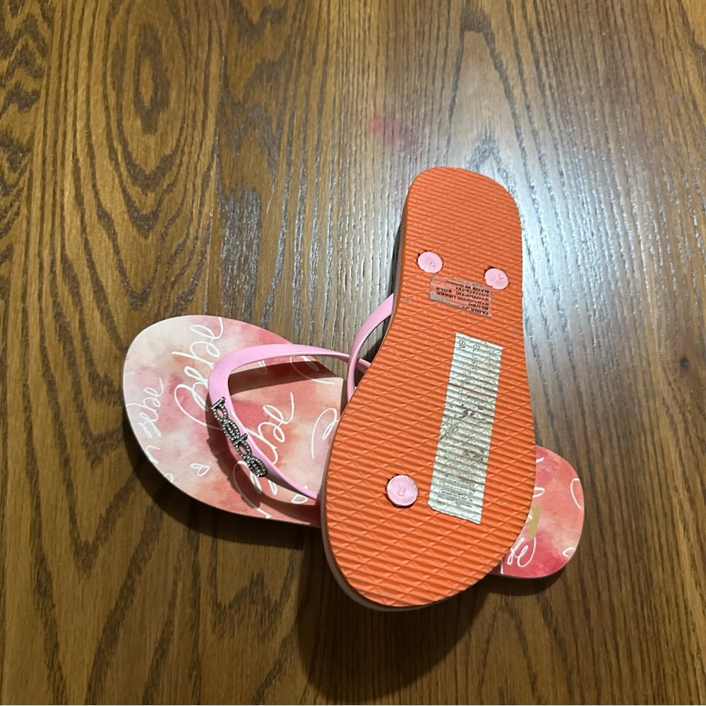 Bebe women’s flip flops sandals sparkling logo size 7/8‎ summer beach time - Picture 5 of 7